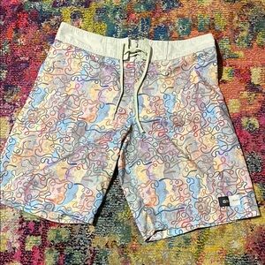 RVCA Tan and Blue Board Shorts for Swim